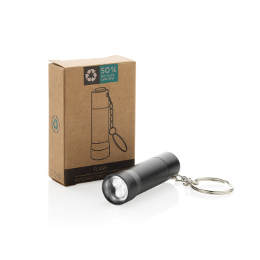 Logo trade promotional products image of: Flash RCS recycled aluminium keychain torch